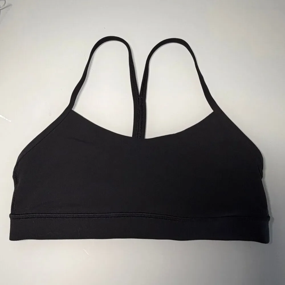 Lululemon Black Racerback Light Support Flow Y Bra Nulu Yoga Sports Bra Size 8 - Picture 1 of 5
